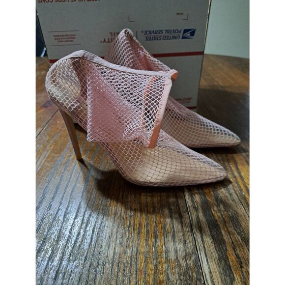 New Size 7 Simmi London Pink Fishnet Stiletto High Heel Pump Sexy Dress Shoes - Picture 1 of 10